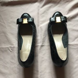 Salvatore Ferragamo Vintage Black Alligator Leather Pumps —Size 7